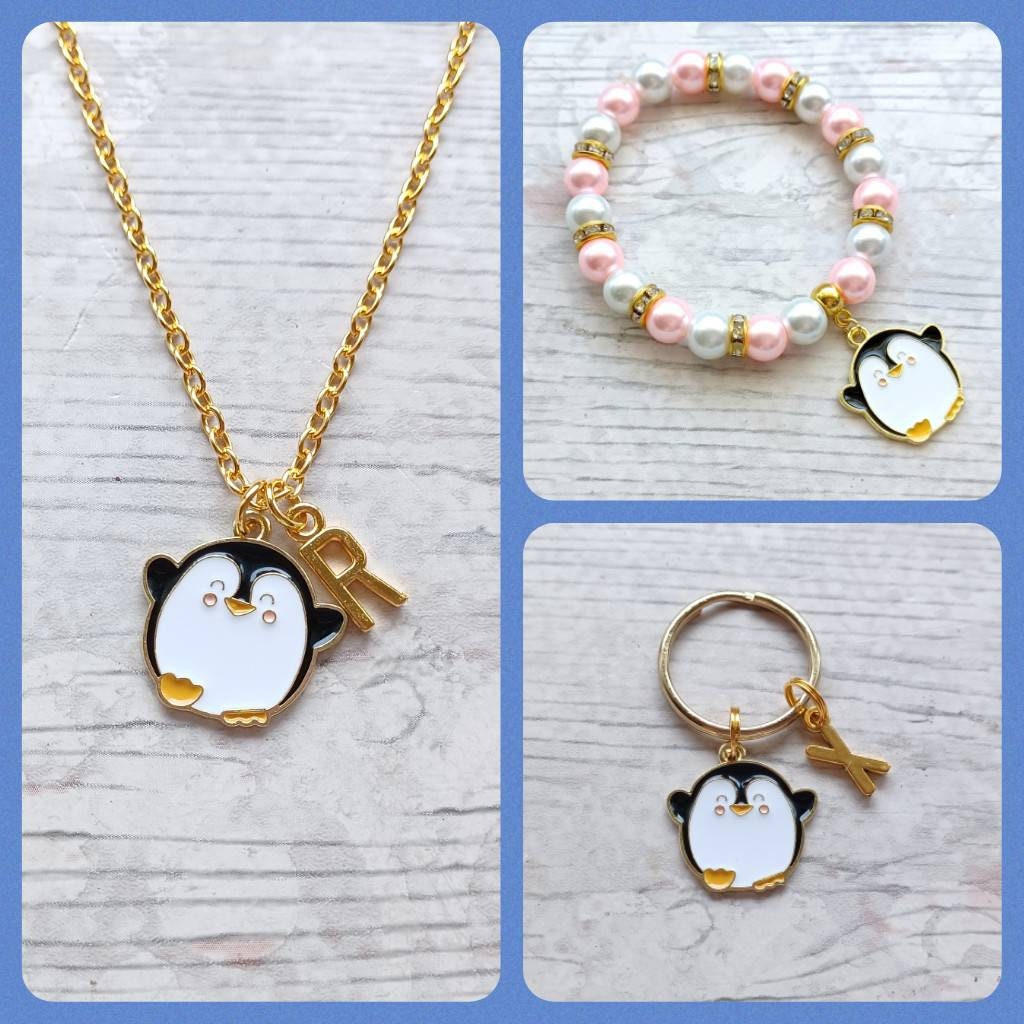 penguin bracelet, penguin jewellery, nautical jewelry, ocean lover gift, animal fan present, festive Christmas jewellery