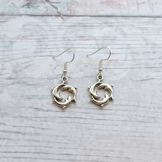 Dolphin earrings, dolphin lover, ocean mammal jewellery, fish jewellery, beach wedding gift, sea creature present