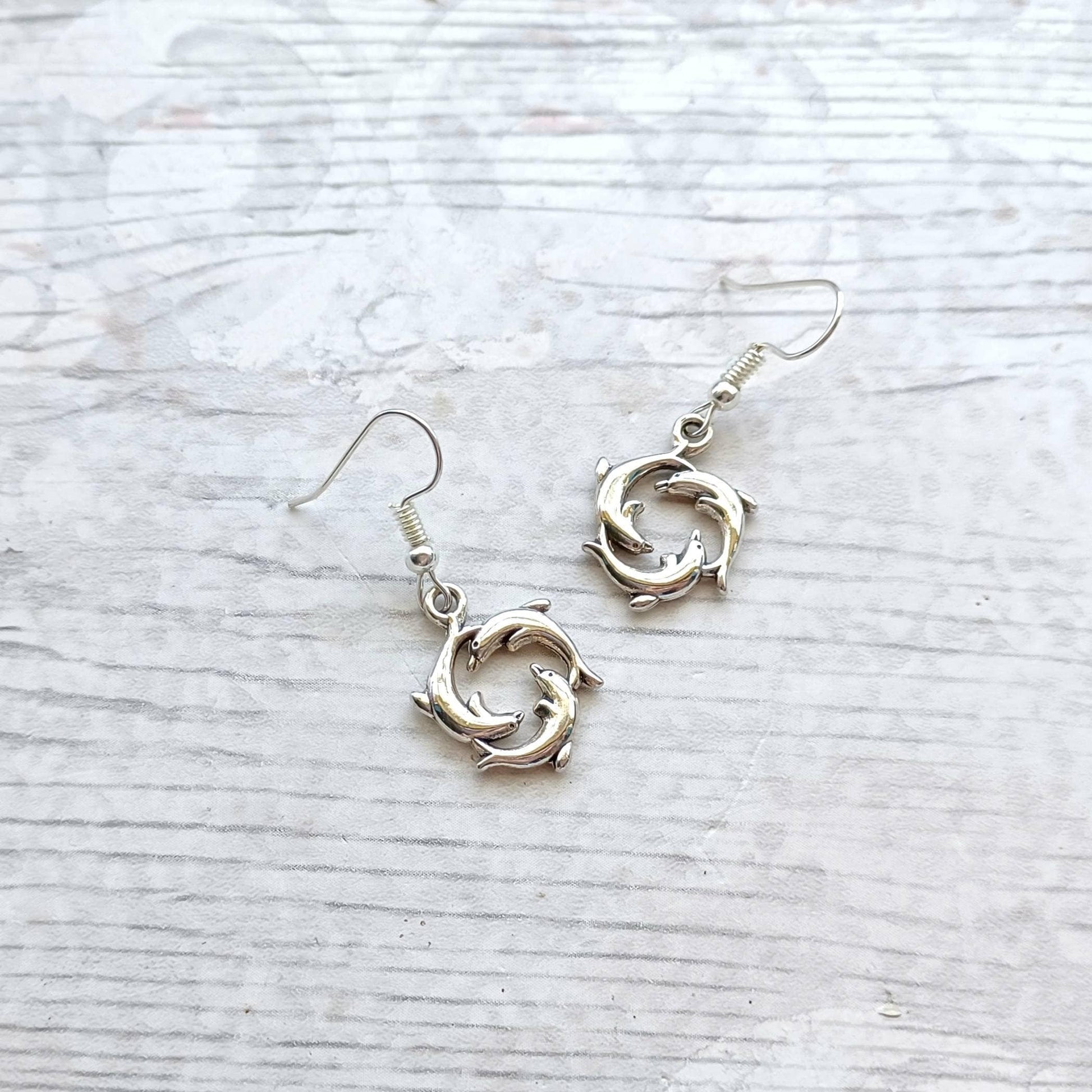 Dolphin earrings, dolphin lover, ocean mammal jewellery, fish jewellery, beach wedding gift, sea creature present