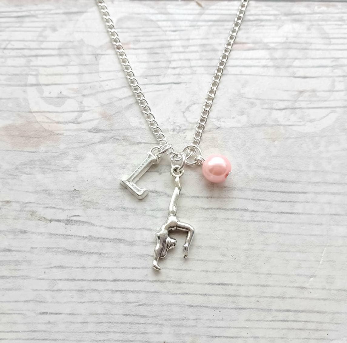 gymnast necklace, gymnastics jewelry, personalised necklace, kids jewellery, gifts for girls, tournament present