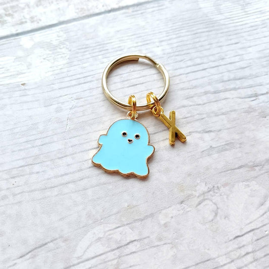 Ghost keyring, cute ghostie keychain, halloween keyring, fall accessory, spooky trick or treat gift