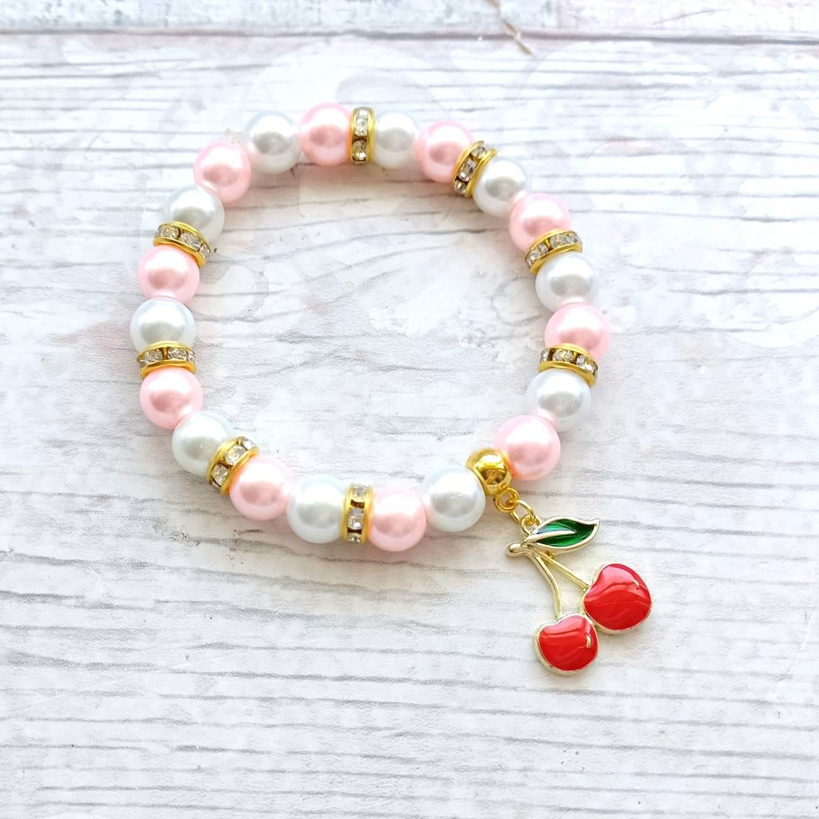 Cherry bracelet, fruit jewellery, food lover, cute quirky gift, summer jewellery for girls