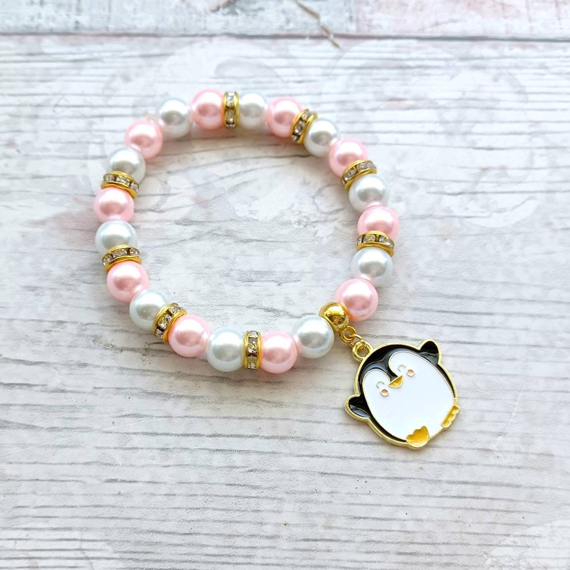 penguin bracelet, penguin jewellery, nautical jewelry, ocean lover gift, animal fan present, festive Christmas jewellery