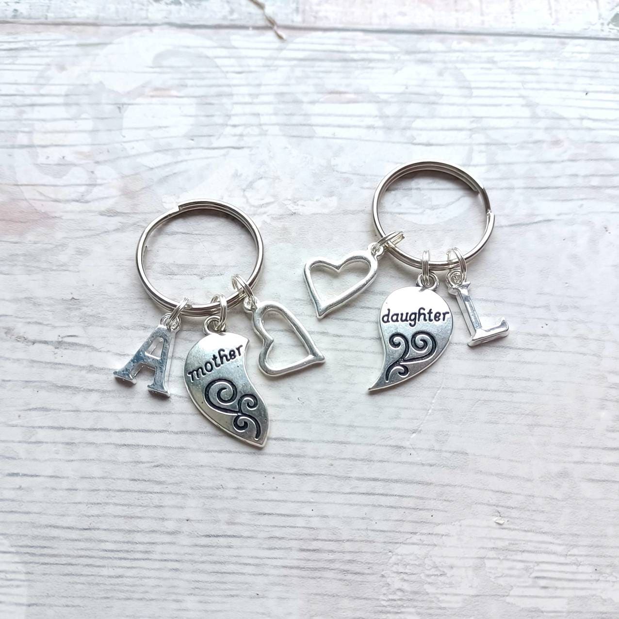 Mother and daughter keyrings, set of 2 key chains, mothers day present, gift for mum and daughter