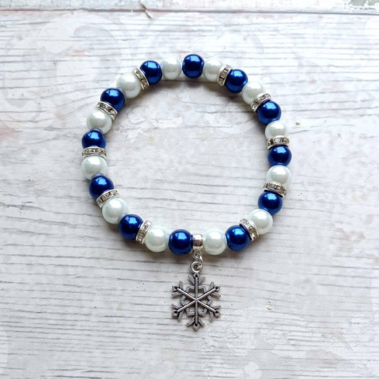 Snowflake bracelet, winter ice bracelet, festive Xmas jewellery, stocking filler, Christmas eve box stuffer