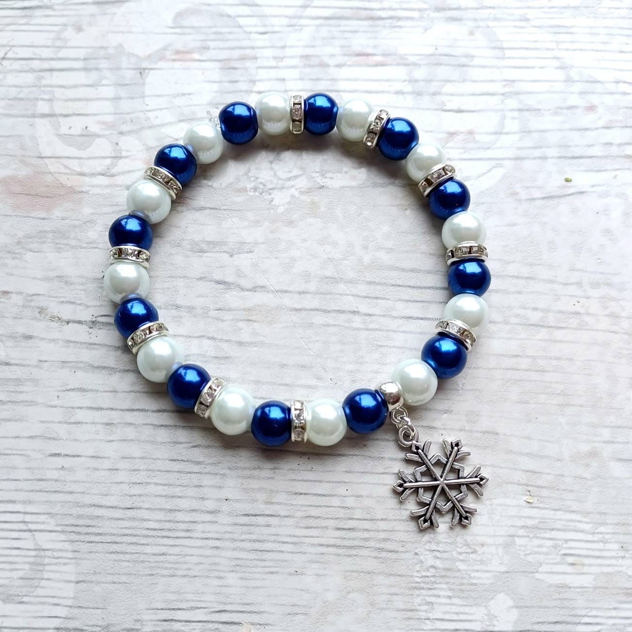 Snowflake bracelet, winter ice bracelet, festive Xmas jewellery, stocking filler, Christmas eve box stuffer