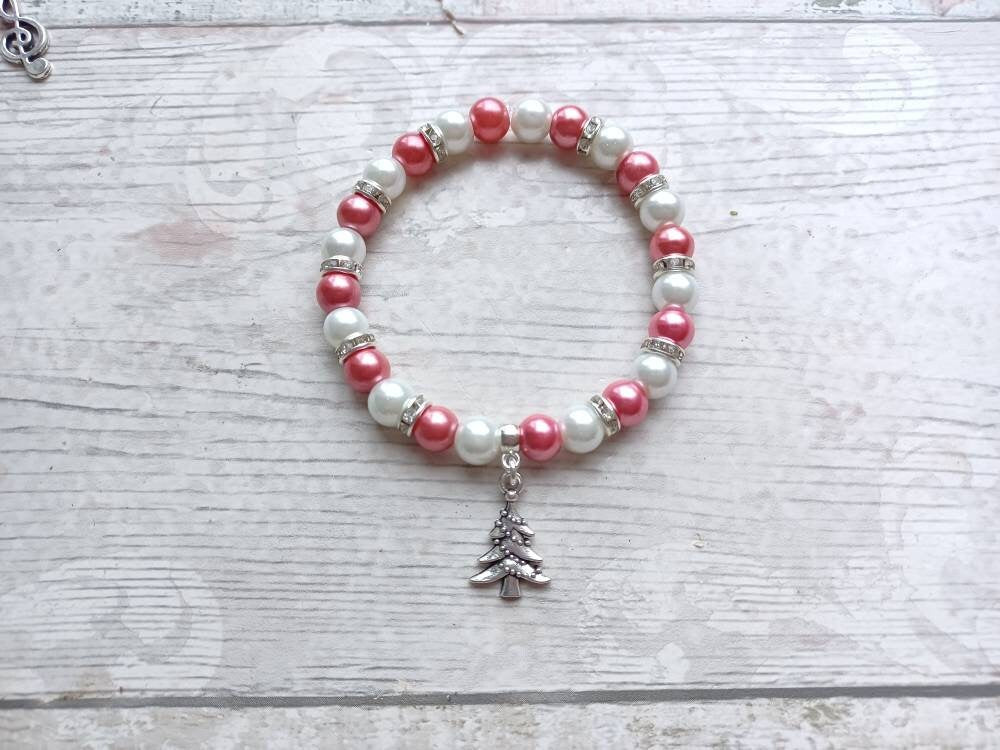 Christmas tree bracelet, festive Xmas jewellery, stocking filler, Christmas eve box stuffer