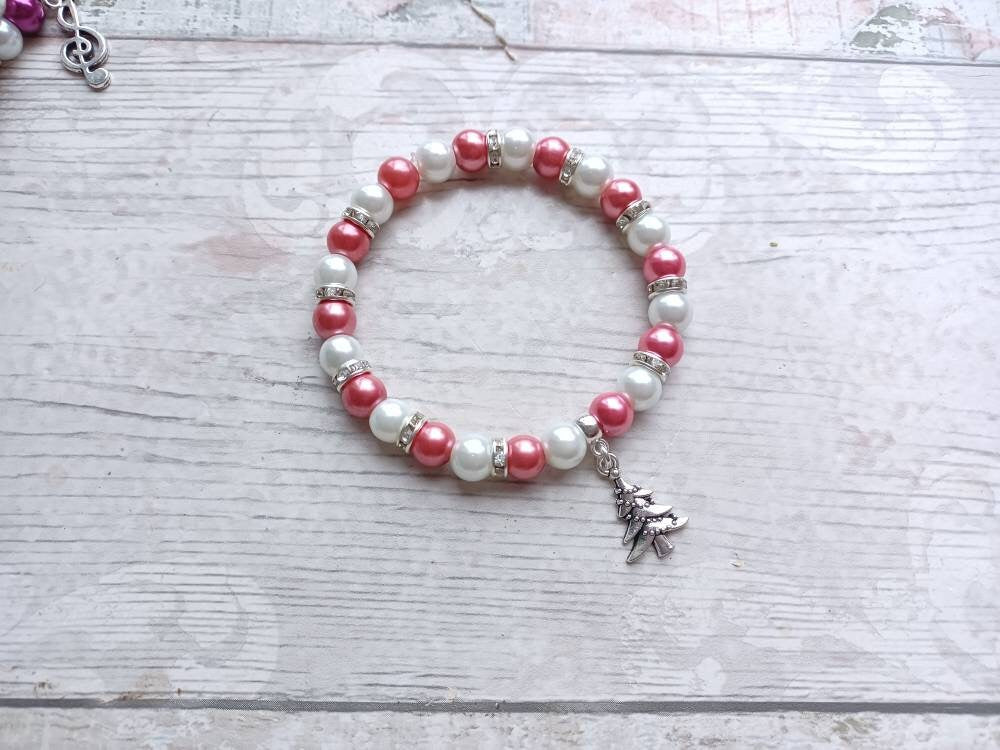 Christmas tree bracelet, festive Xmas jewellery, stocking filler, Christmas eve box stuffer