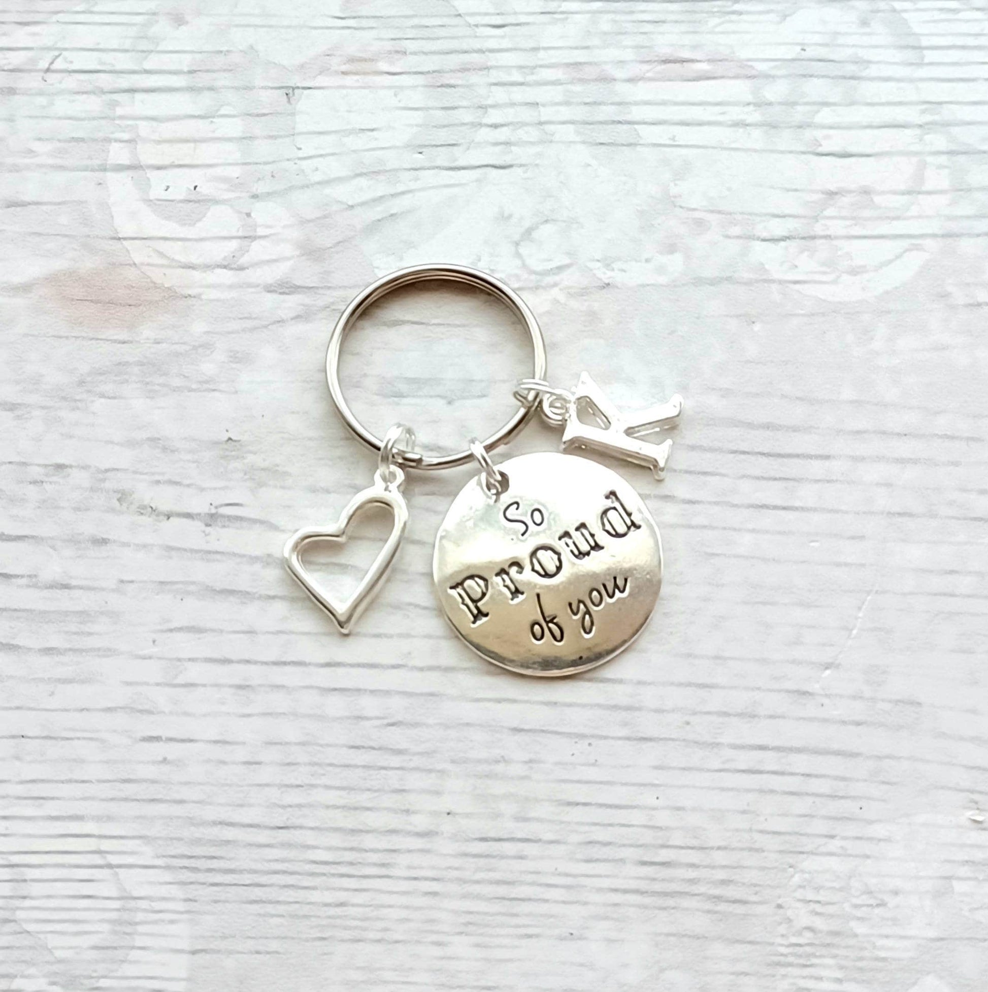 So proud of you keyring, leavers bagcharm, personalised present, gift for graduate, class of 2023, new job, exam results, driving test