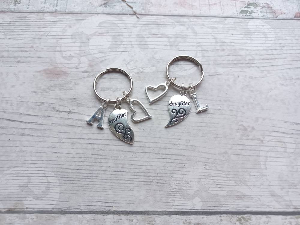 Mother and daughter keyrings, set of 2 key chains, mothers day present, gift for mum and daughter