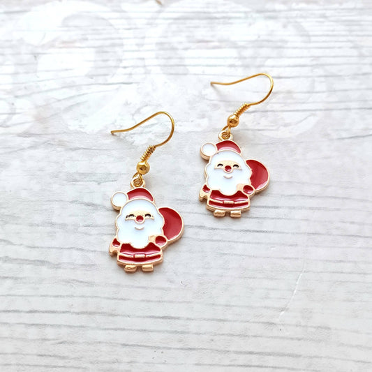 Santa claus earrings, father Christmas earrings, festive Xmas jewellery, stocking filler, secret santa present, gifts for kids