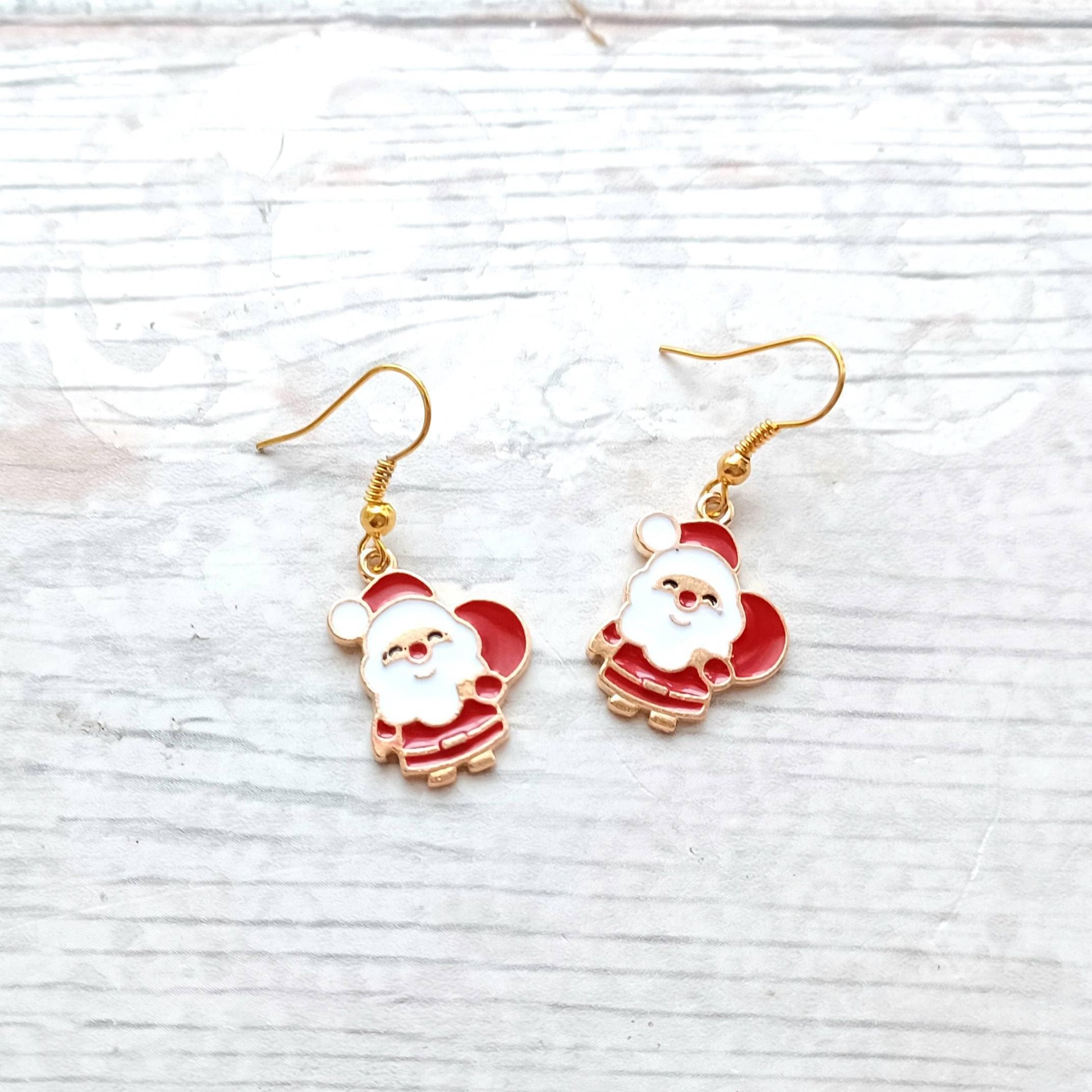 Santa claus earrings, father Christmas earrings, festive Xmas jewellery, stocking filler, secret santa present, gifts for kids