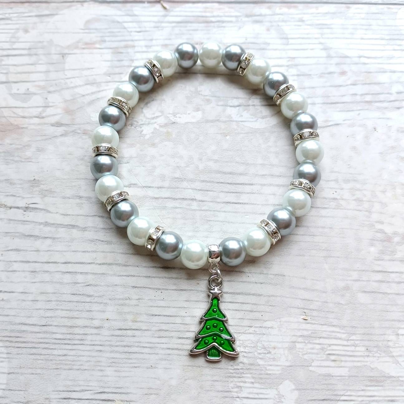 Christmas tree bracelet, festive Xmas jewellery, stocking filler, Christmas eve box stuffer