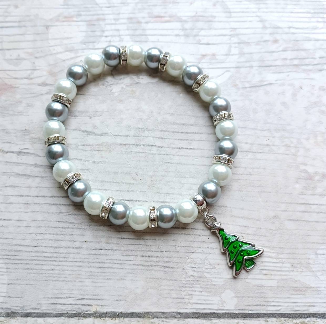 Christmas tree bracelet, festive Xmas jewellery, stocking filler, Christmas eve box stuffer