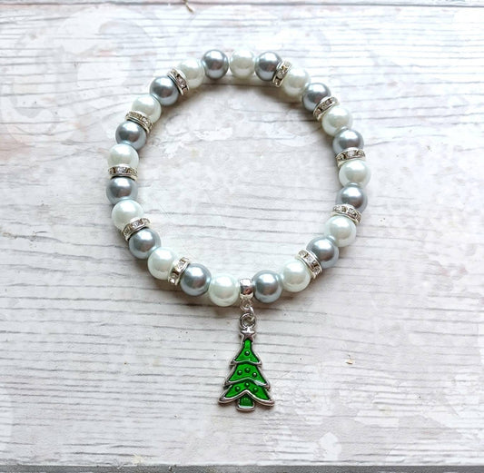 Christmas tree bracelet, festive Xmas jewellery, stocking filler, Christmas eve box stuffer