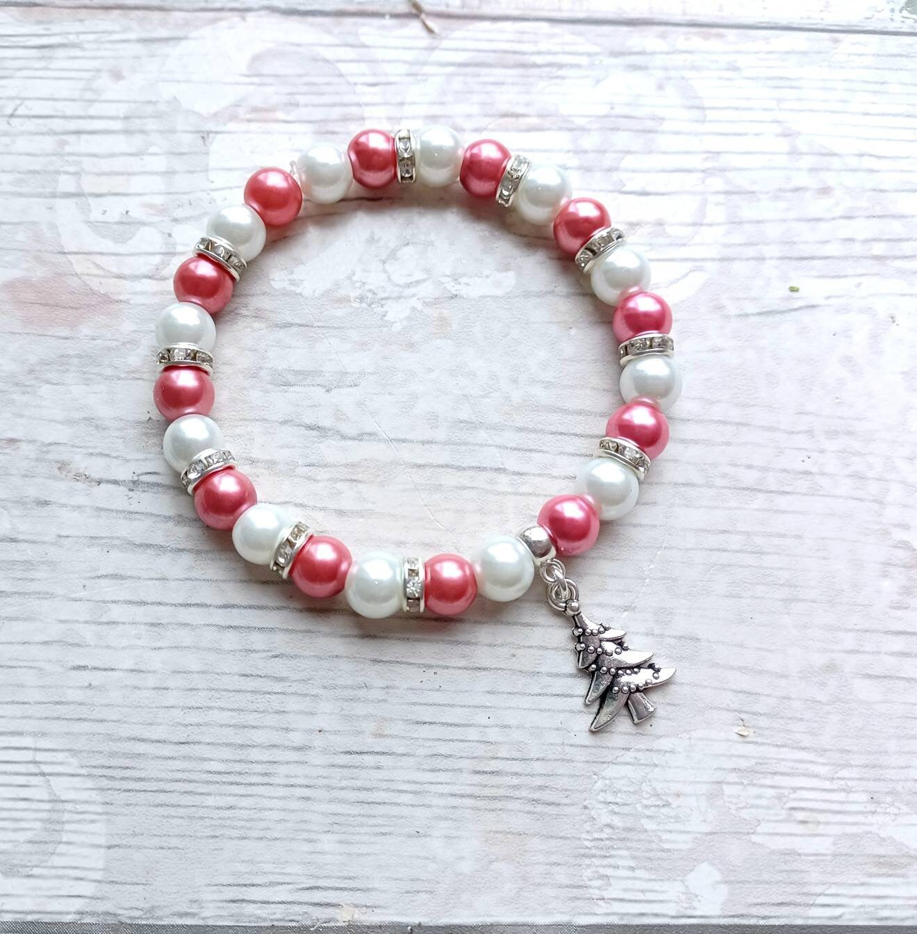 Christmas tree bracelet, festive Xmas jewellery, stocking filler, Christmas eve box stuffer