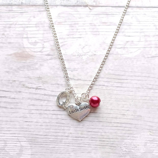 Little sister necklace, initial necklace, best friend jewellery, gift for sibling, big sister present, friendship jewelry