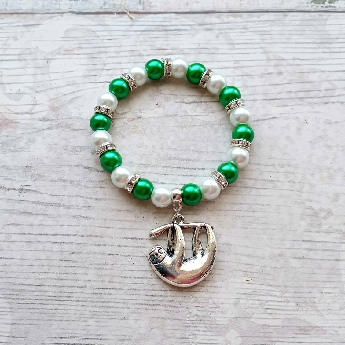 sloth bracelet, sloth lover jewellery, animal jewelry, lazy person present, wildlife rain forest gift