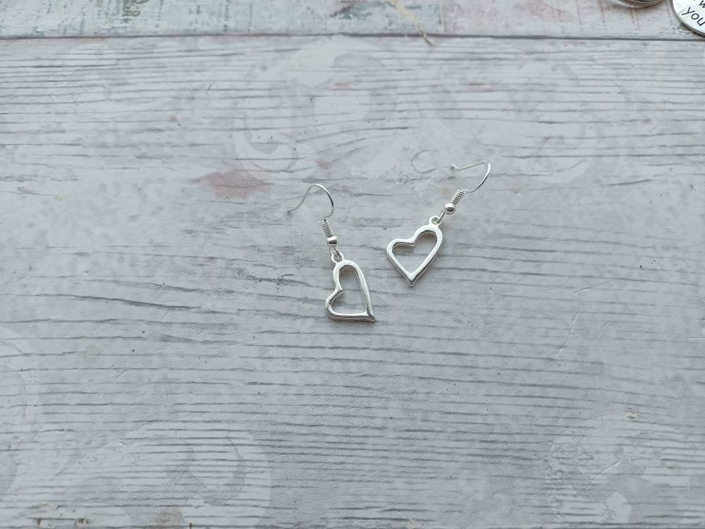 Heart earrings, i love you jewellery, valentines day gift, anniversary present, gift for wife, wedding jewellery, bride earrings