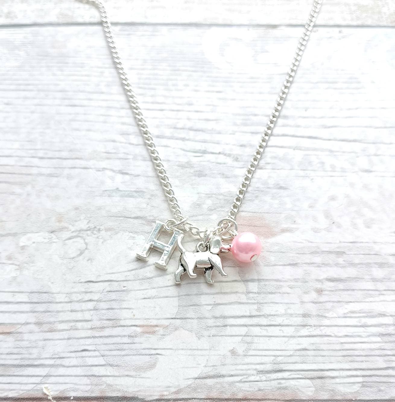 Dog necklace, animal lover jewellery, doggy mum gift, personalised initial necklace, pet memorial present
