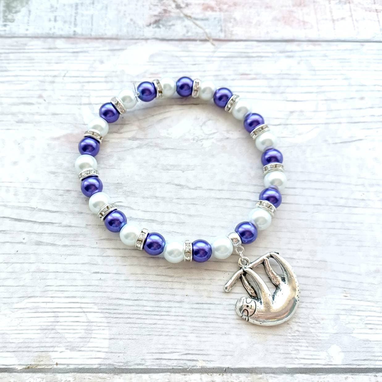 sloth bracelet, sloth lover jewellery, animal jewelry, lazy person present, wildlife rain forest gift