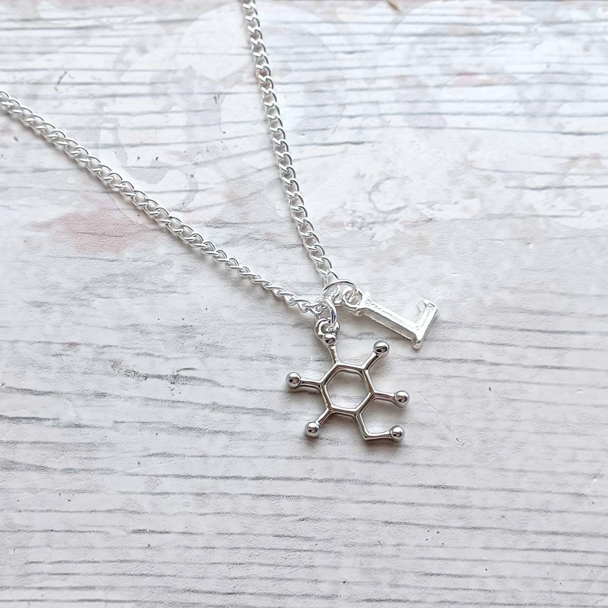 Glucose molecule necklace, sugar necklace, Type 1 diabetes awareness jewellery, science present, geeky gift for scientist, diaversary gift