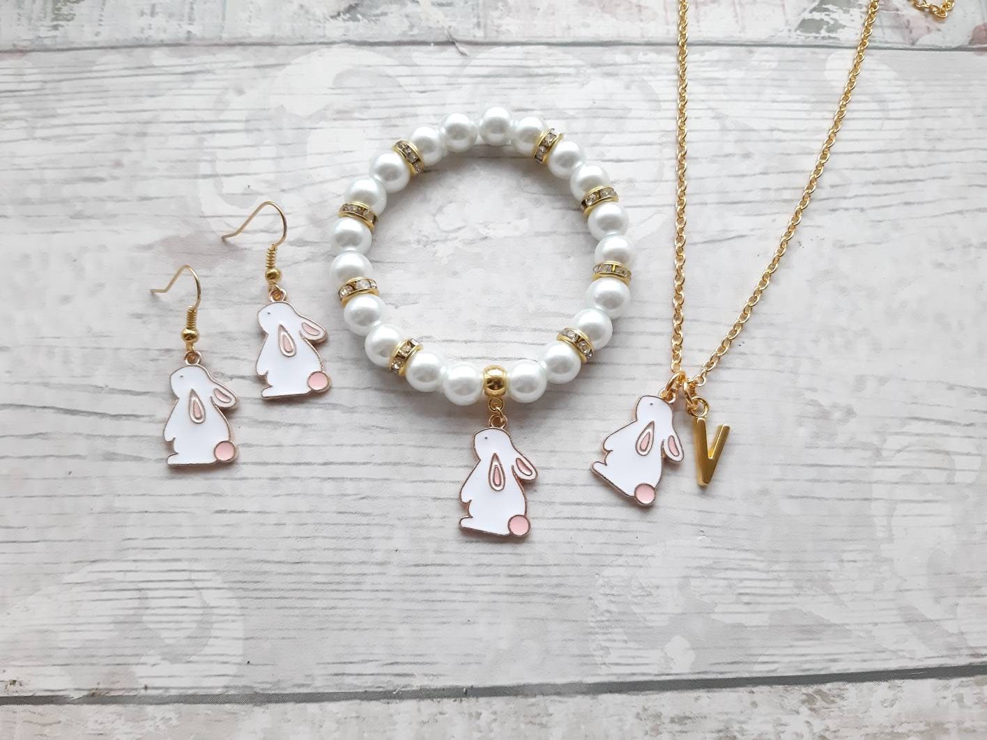 Rabbit bracelet, easter jewellery, bunny bracelet, easter bunny gift, animal lover present, gifts for girls