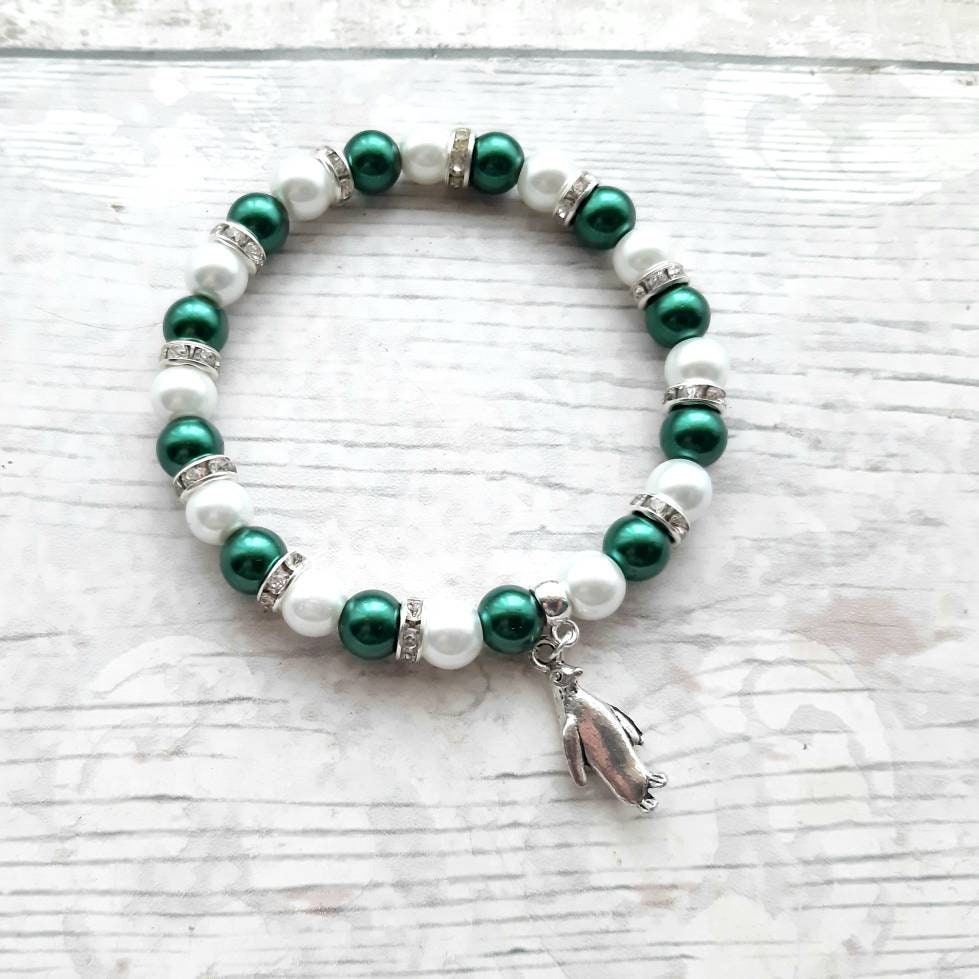 penguin bracelet, penguin jewellery, nautical jewelry, ocean lover gift, animal fan present, gifts for girl