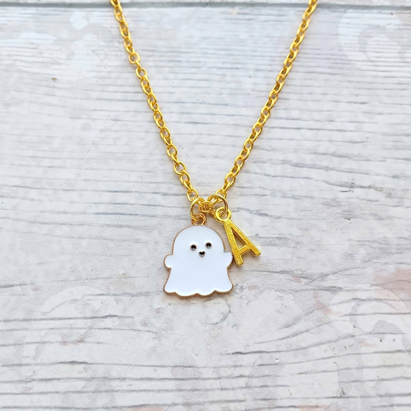 Ghost necklace, cute Halloween jewellery, spooky ghostie, ghoul gift, alternative treat