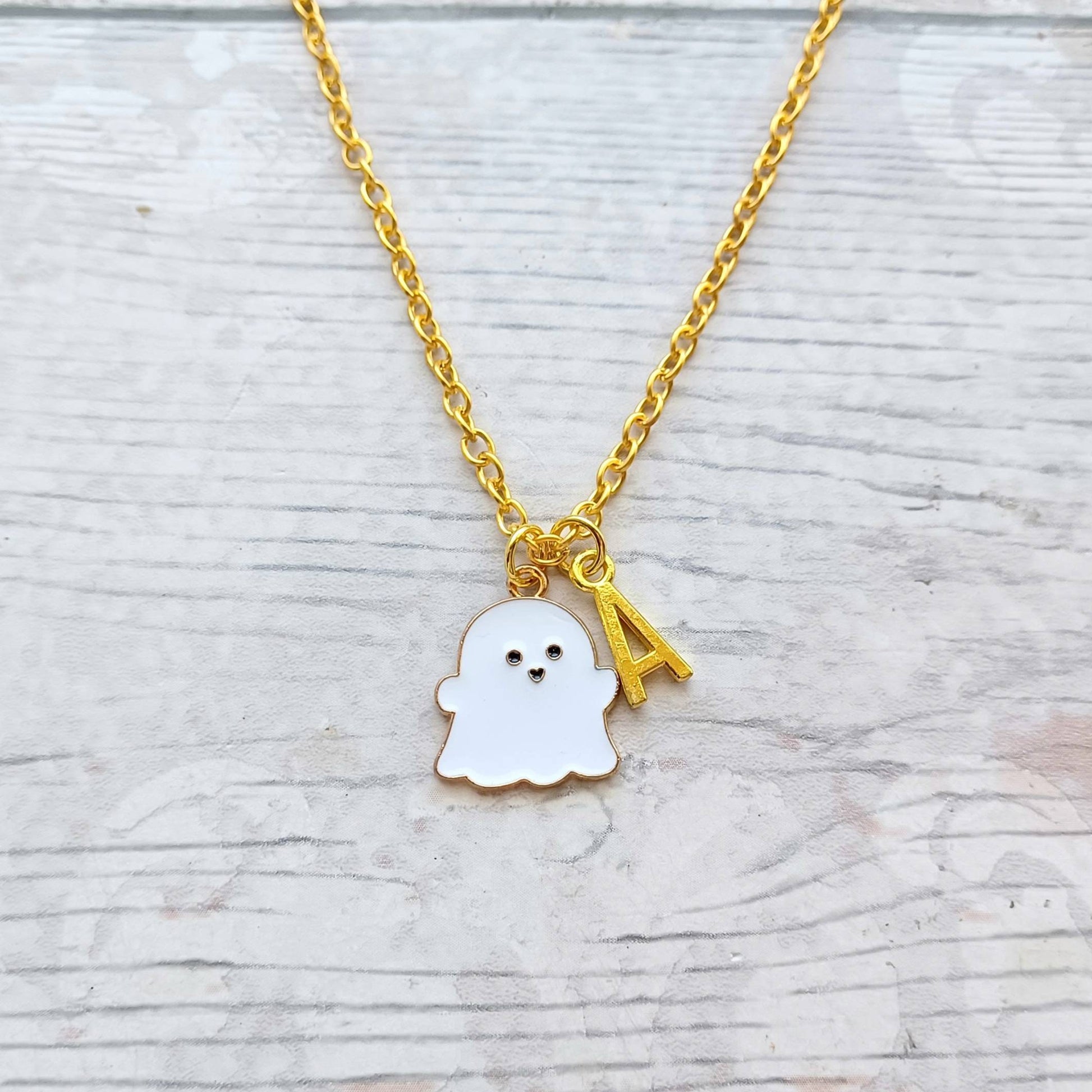 Ghost necklace, cute Halloween jewellery, spooky ghostie, ghoul gift, alternative treat