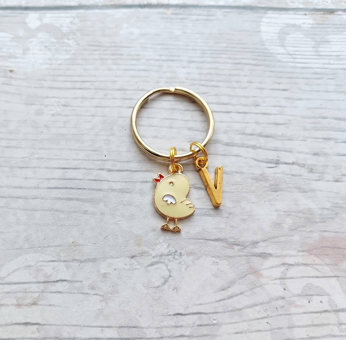 Chick keyring, duckling keychain, easter spring accessory, easter chick gift, animal lover present, cute gifts for girls