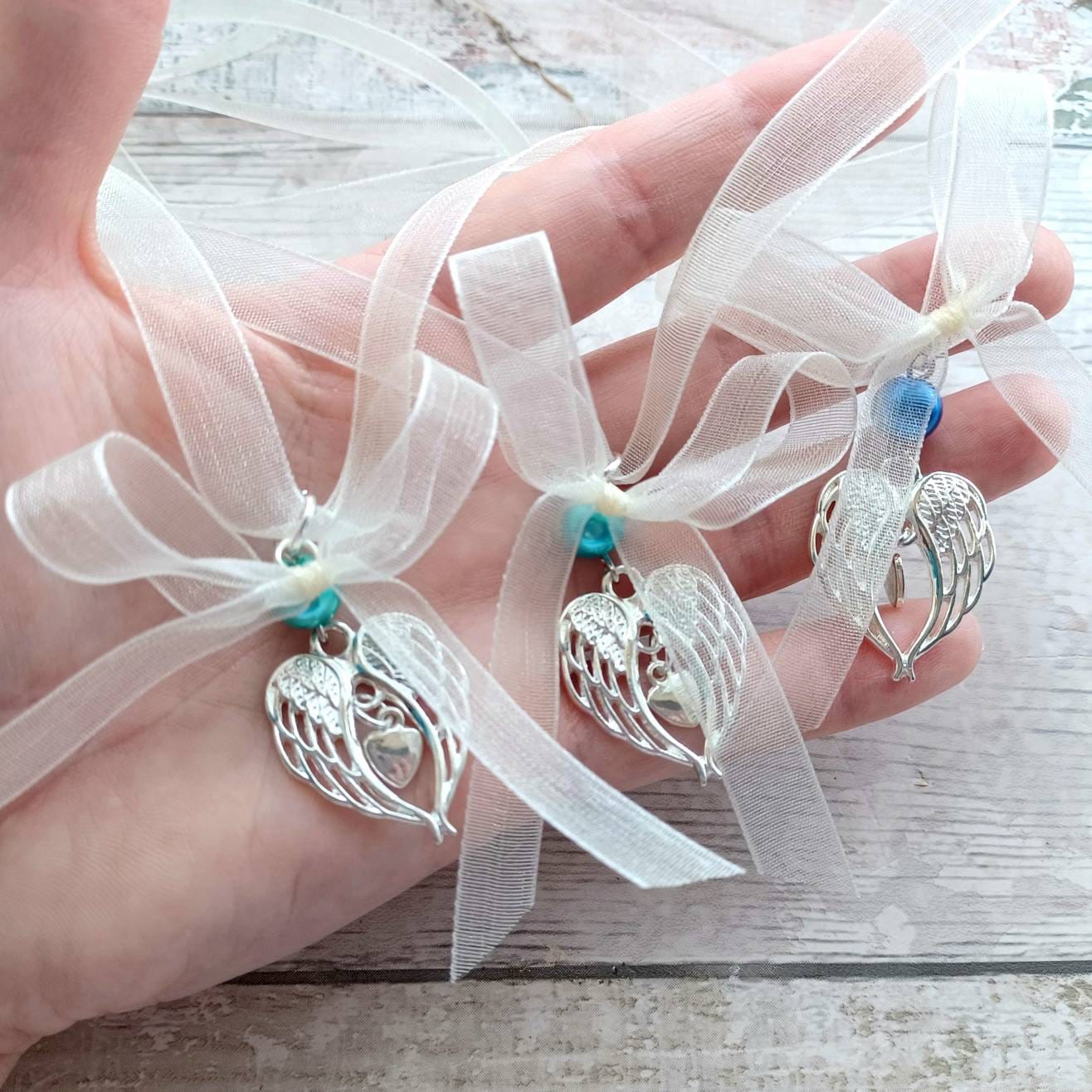 Angel wing bouquet charm, memorial charm for wedding flowers, memory wings for lost loved one, bridal flower charm, in memory present