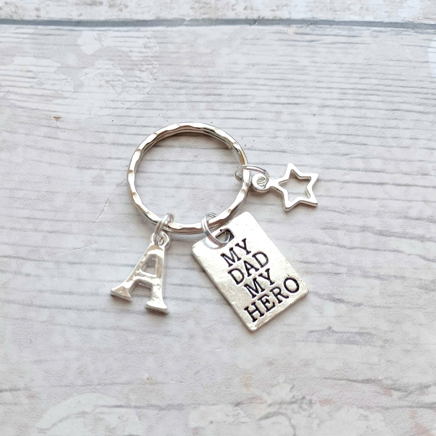 My dad my hero keyring, personalised initial keychain, memorial present, daddy keyring, gift for fathers day, superhero keyring