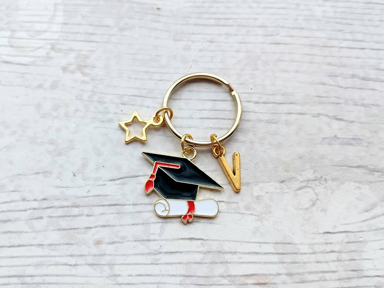 Graduation keyring, graduate keychain, cap bagcharm, leavers present, gift for graduate, class of 2023