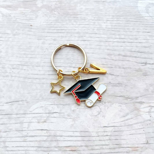 Graduation keyring, graduate keychain, cap bagcharm, leavers present, gift for graduate, class of 2023