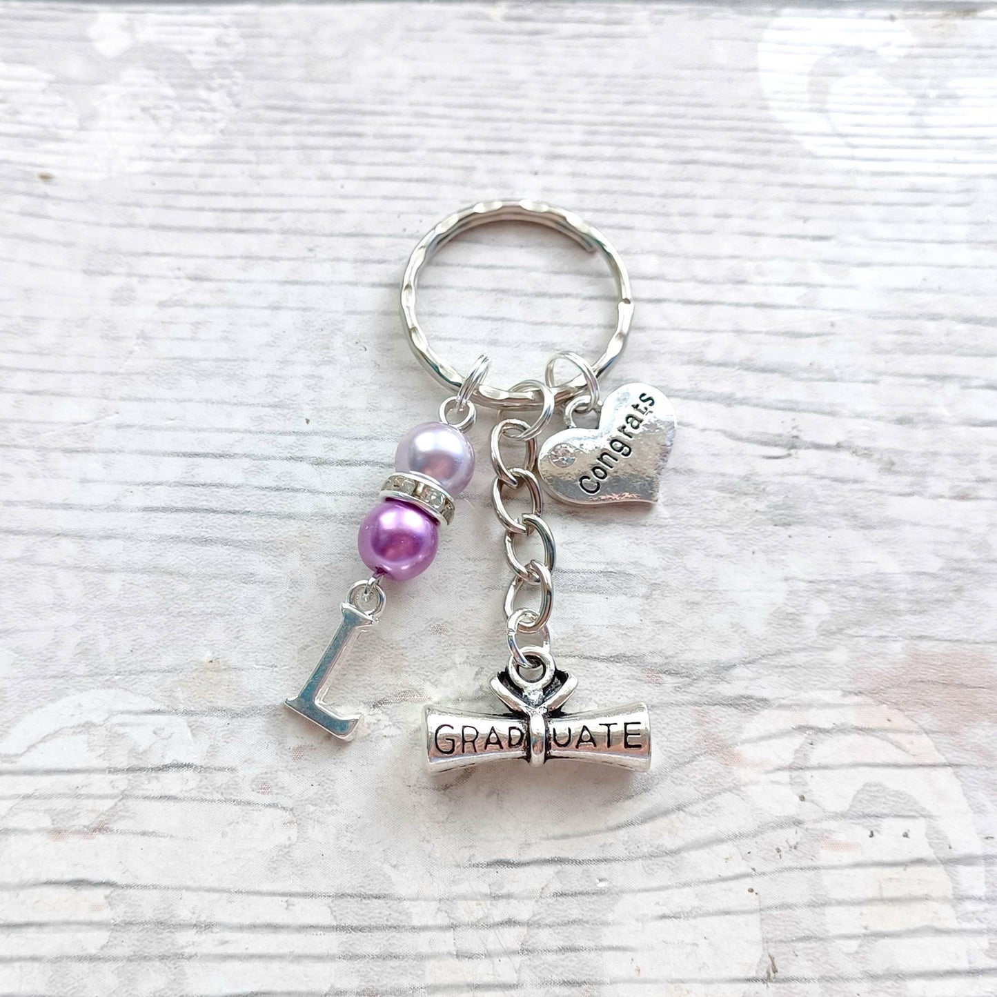 Graduation keyring, graduate keychain, year 11 leavers, initial bagcharm, personalised present, gift for graduate, class of 2023