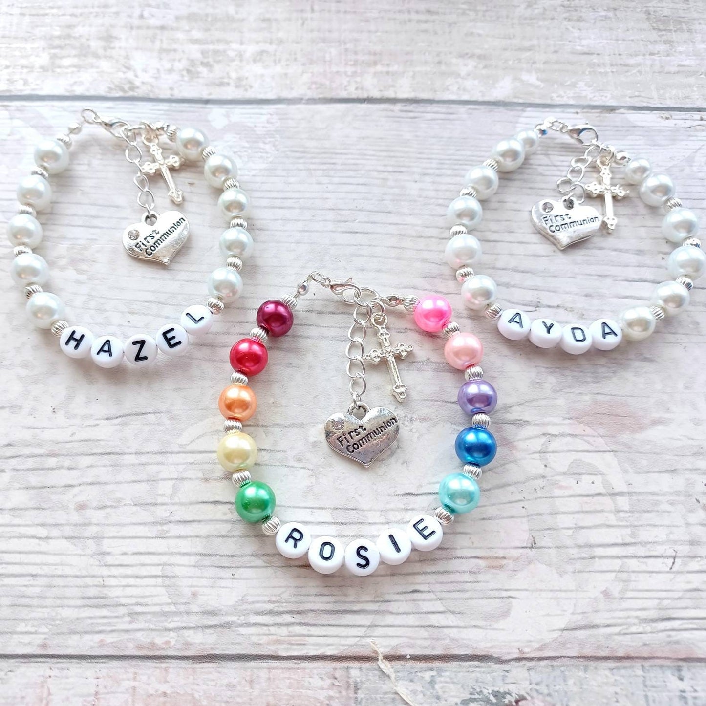First communion bracelet, holy communion jewellery, personalised Name bracelet, religious catholic gift