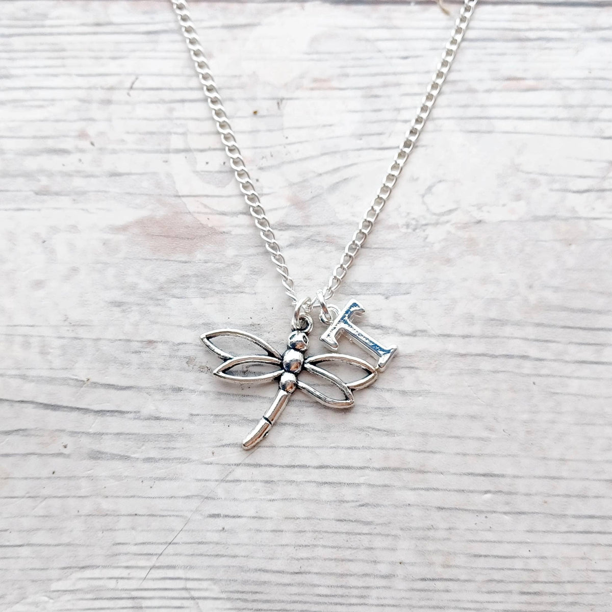 Dragonfly necklace, forest jewellery, personalised initial present, insect gift, bug jewelry, cute gifts for girls