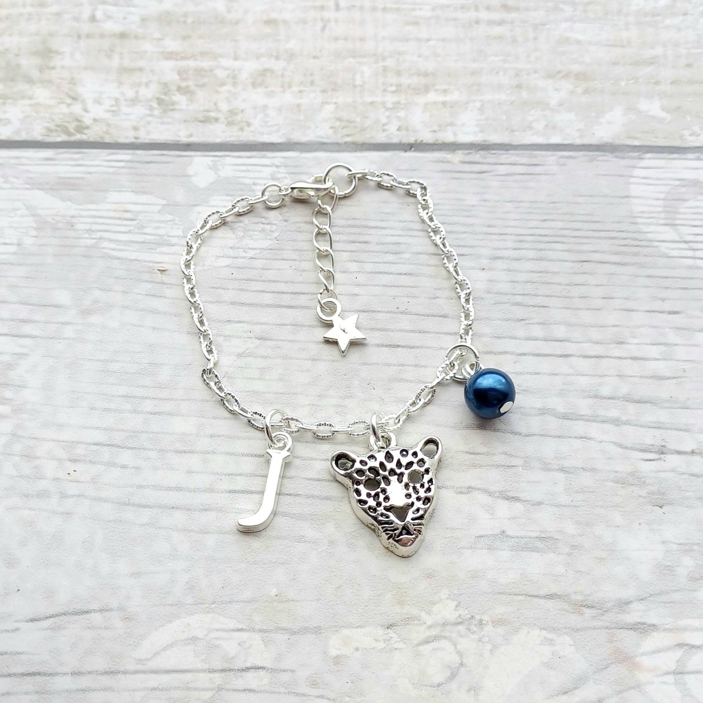 leopard bracelet, personalised initial cheetah bracelet, cat jewellery, animal lover present, panther gift