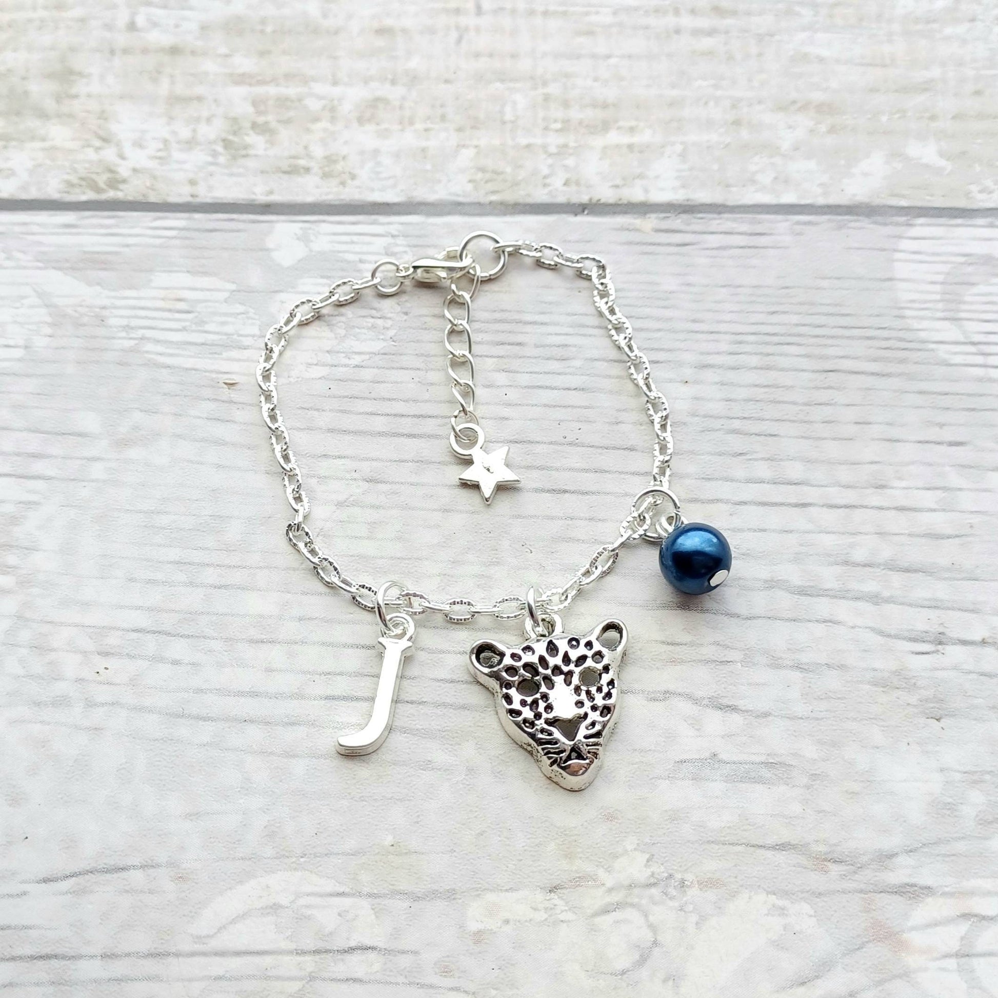 leopard bracelet, personalised initial cheetah bracelet, cat jewellery, animal lover present, panther gift