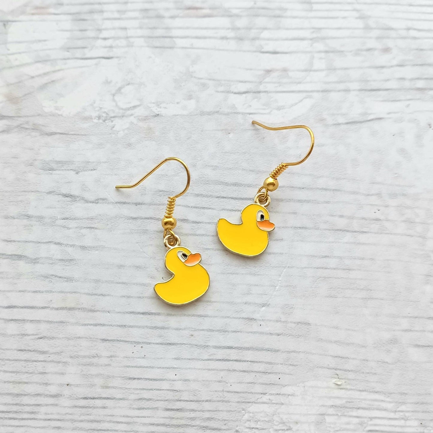 Duck earrings, rubber duckie jewellery, quirky bird earrings, friendship gift, Boho present