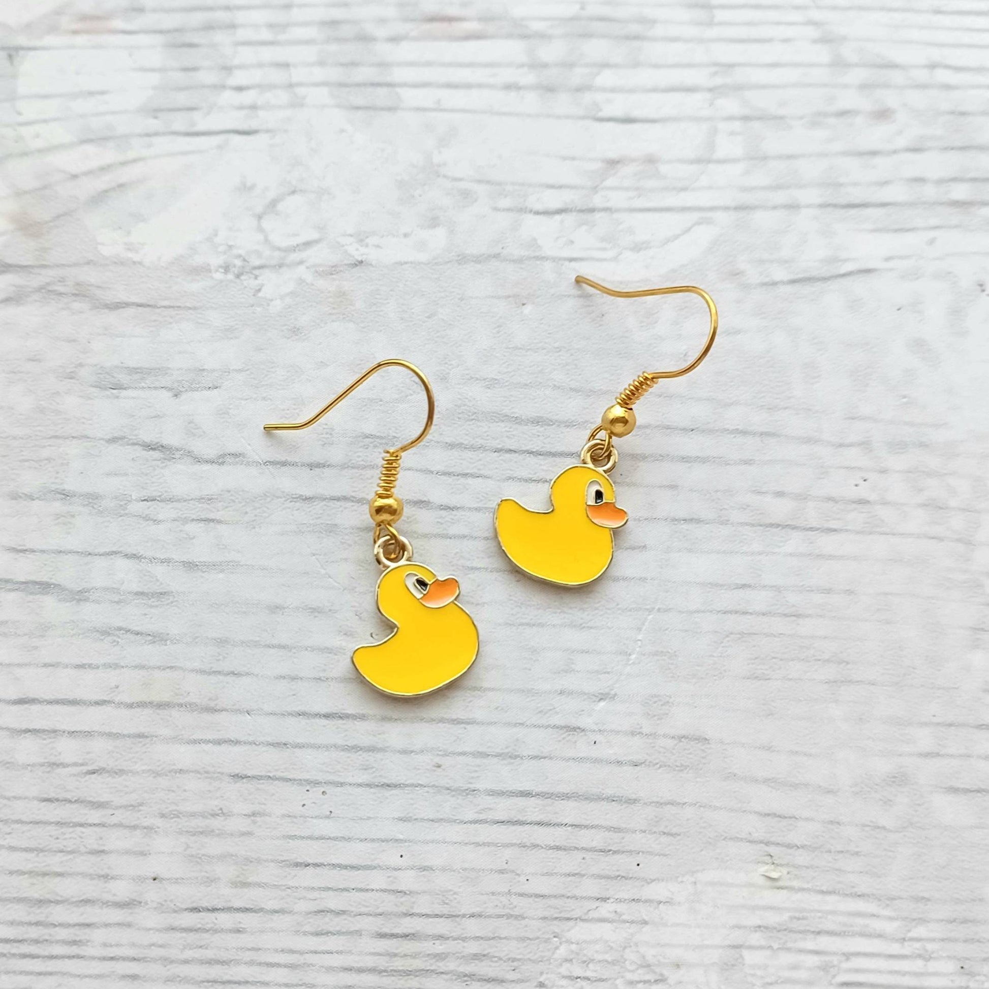 Duck earrings, rubber duckie jewellery, quirky bird earrings, friendship gift, Boho present