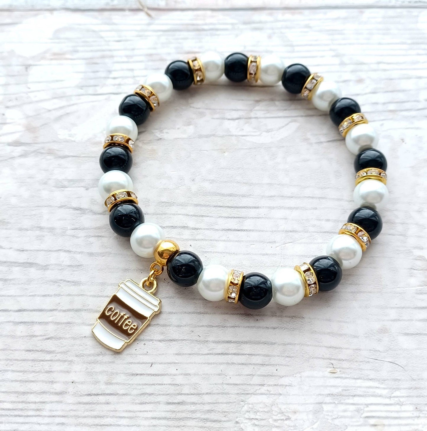 Coffee bracelet, caffeine lover, coffee cup jewellery, coffee addict, barista present, Boho friendship jewellery