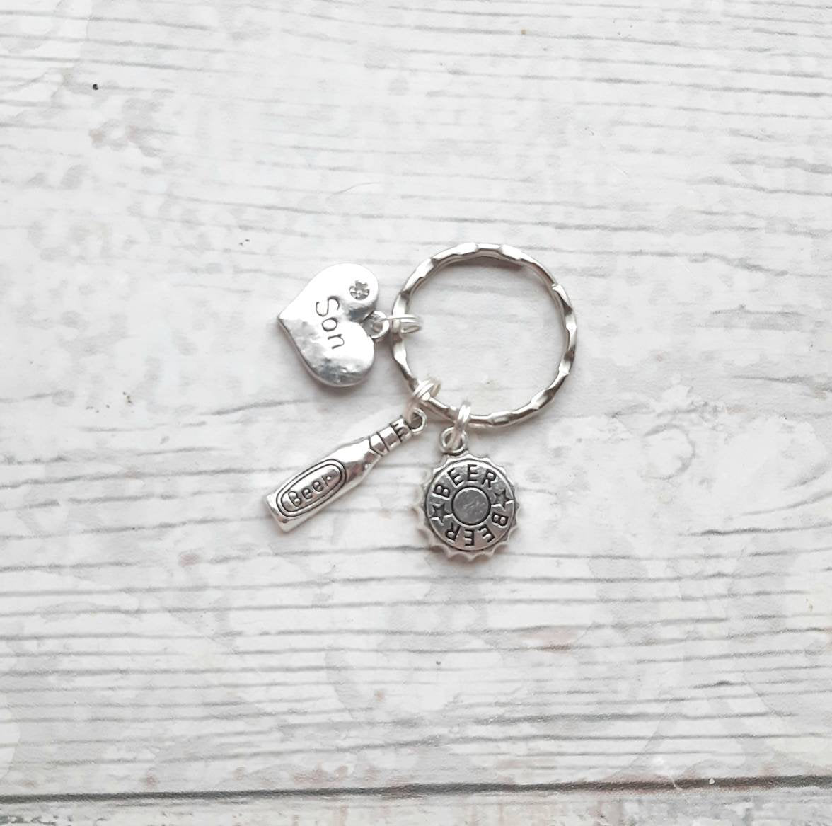 Beer keyring, beer lover gift, fathers day present, personalised initial keychain, gift for dad