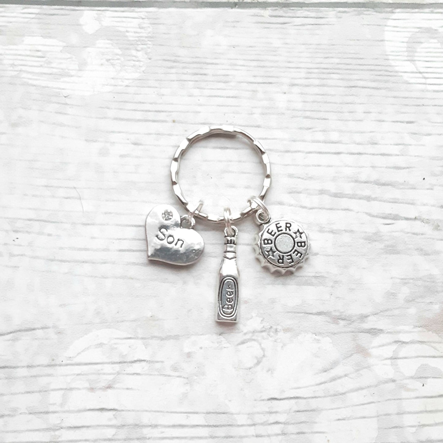 Beer keyring, beer lover gift, fathers day present, personalised initial keychain, gift for dad