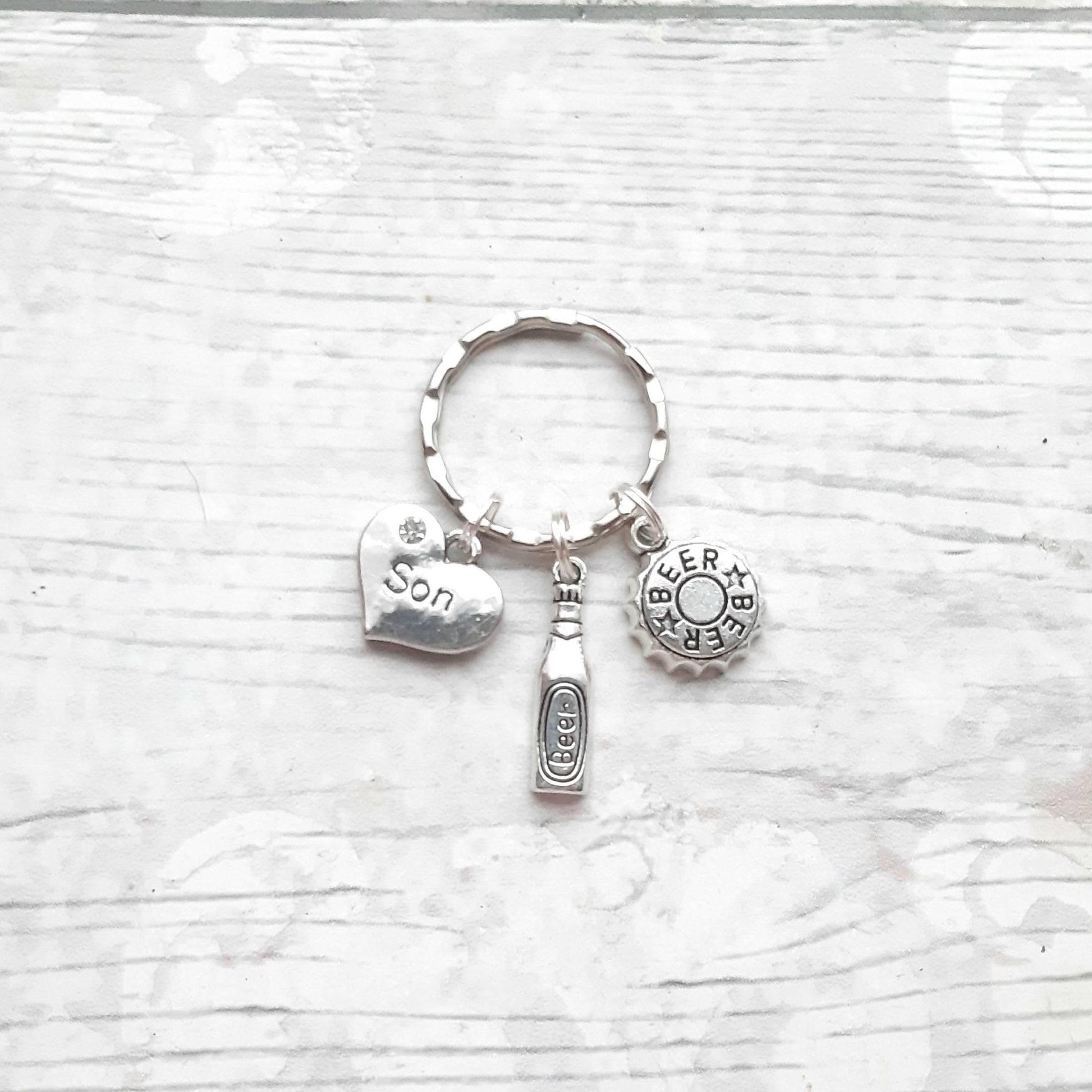 Beer keyring, beer lover gift, fathers day present, personalised initial keychain, gift for dad