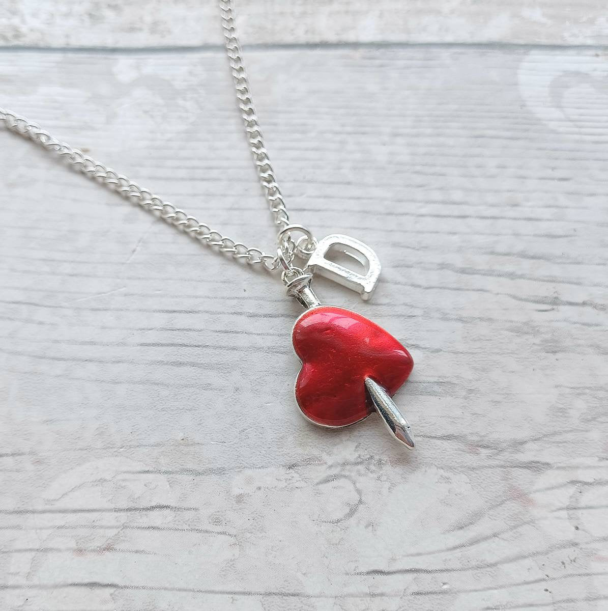 Stabbed heart necklace, devil necklace, horror jewellery, halloween jewellery, gothic jewellery, steampunk present, gifts for her