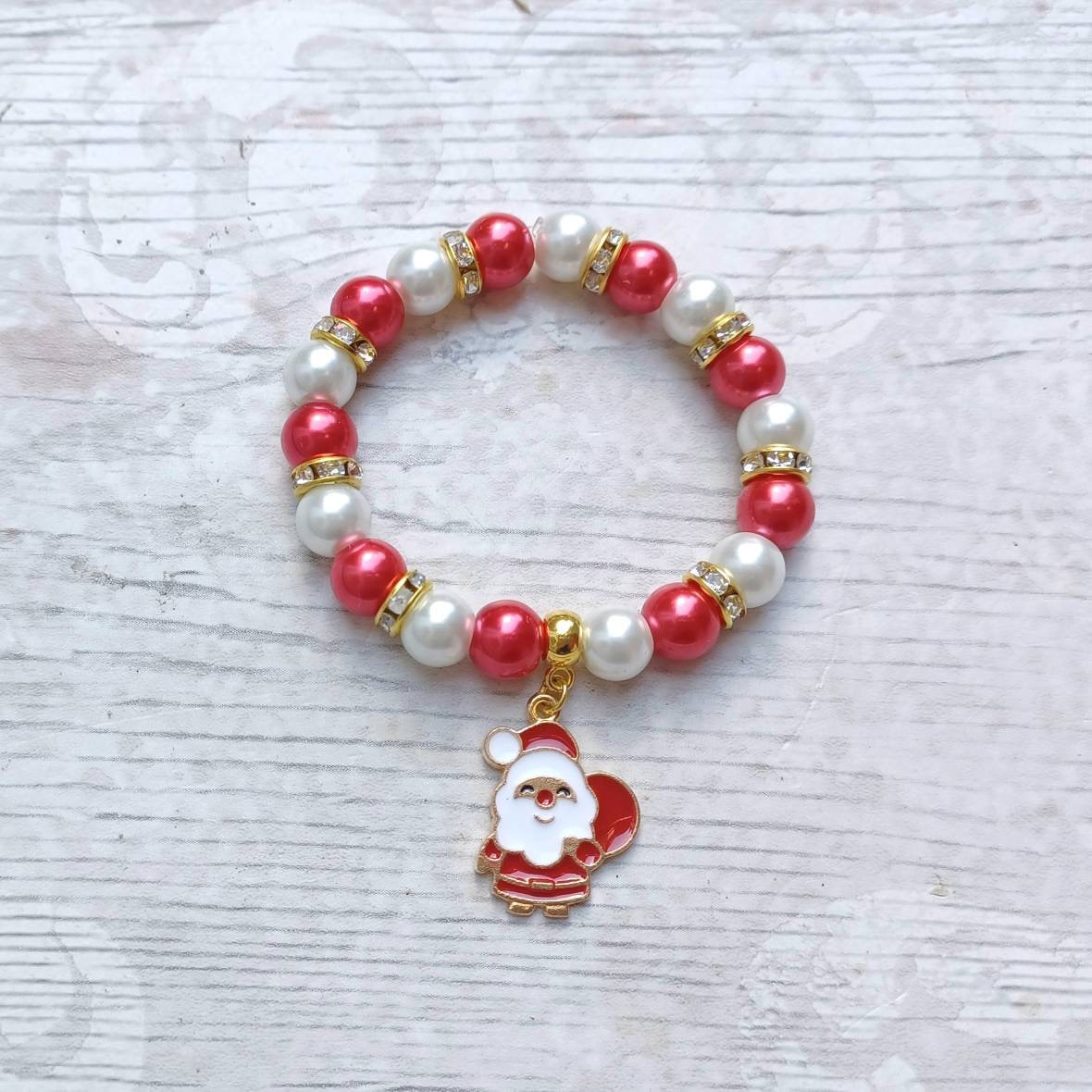 Santa claus bracelet, father Christmas bracelet, festive Xmas jewellery, stocking filler, Christmas eve box stuffer