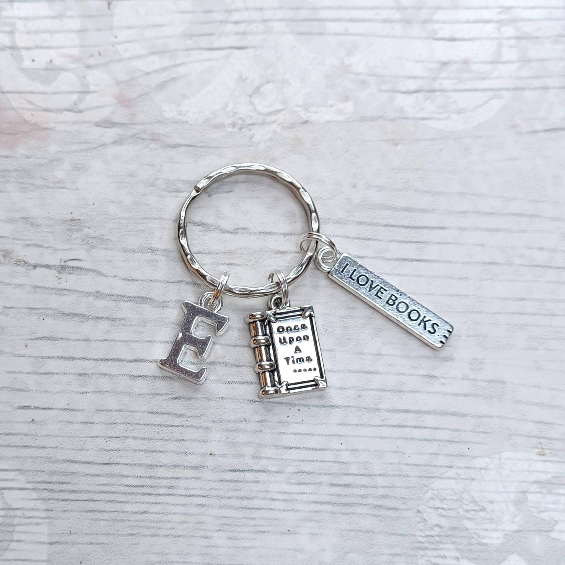 Book keyring, once upon a time keychain, book lover gift, reader present, I love to read, bookwork present, reading accessory