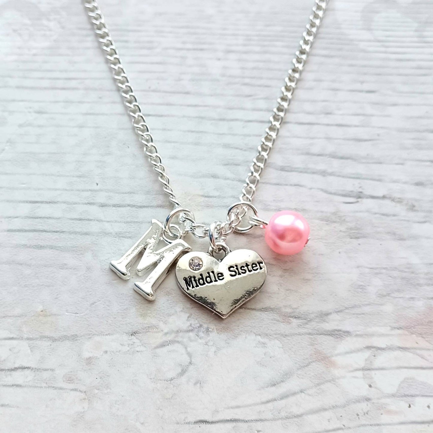 Big sister necklace, initial necklace, best friend jewellery, gift for sibling, little sister present, friendship jewelry